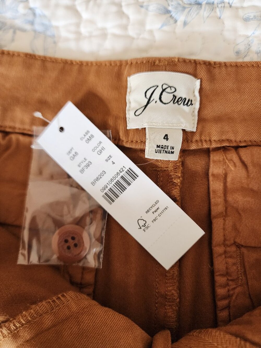 NWT J.Crew Utility Pocket Chino Shorts in Tobacco Brown - Picture 2 of 5